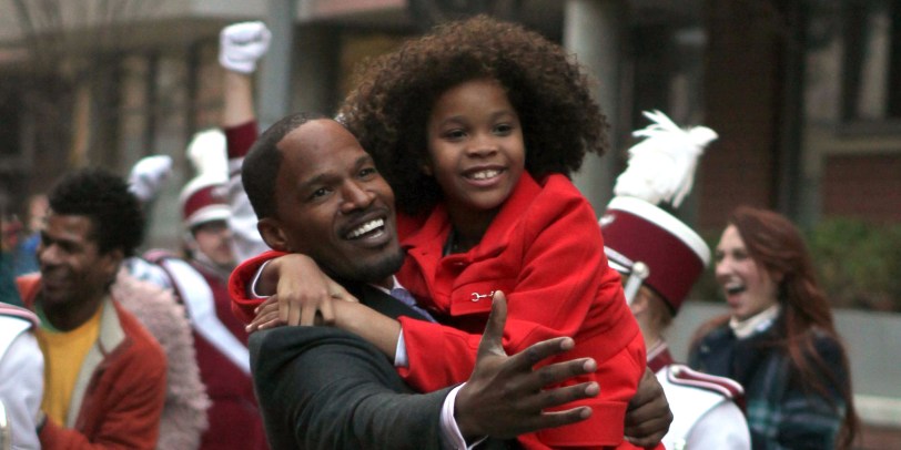 NEW YORK, NY - DECEMBER 02: Jamie Foxx, Quvenzhane Wallis filming "Annie" on December 2, 2013 in New York City. (Photo by Steve Sands/Getty Images)